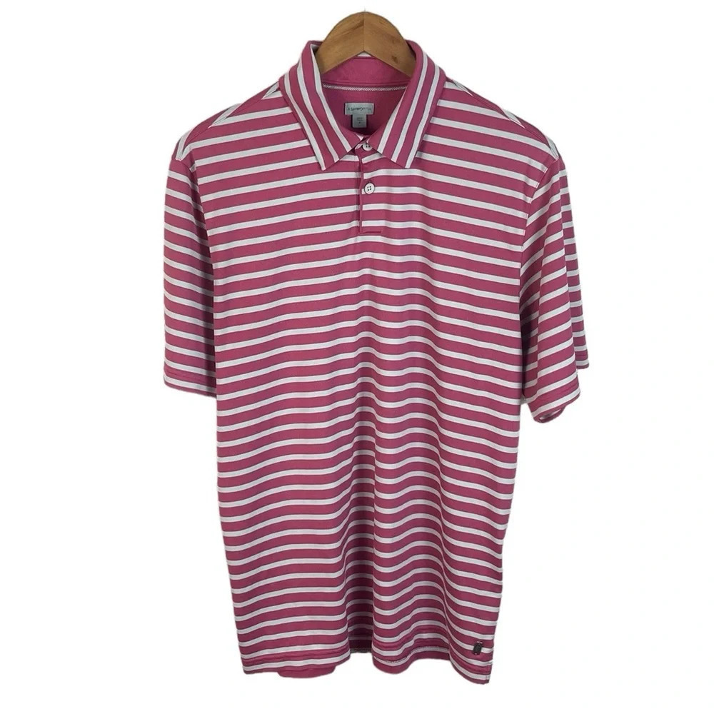 PO162 Mens ASHWORTH Preppy Striped Tour Performance Golf Polo Shirt M